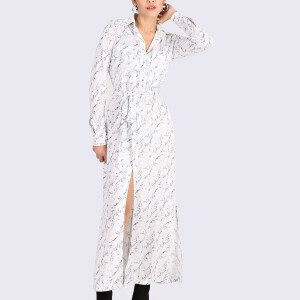 Mix On - Marble Print Button Up Maxi Dress