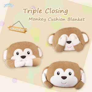 Triple Closing Monkey Cushion Blanket