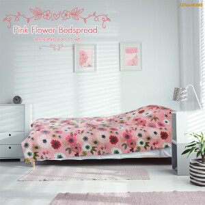 ผ้าคลุมเตียง/ผ้าห่ม สีชมพูลายดอกไม้