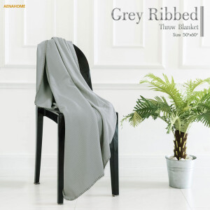 Grey Ribbed Throw Blanket